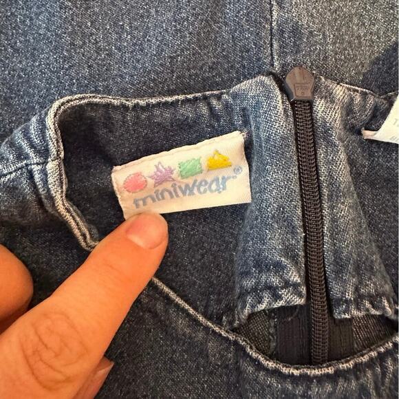 Miniwear Girl’s Denim Jumper Dress Size 24M Heart Logo Embroidered - Picture 7 of 7
